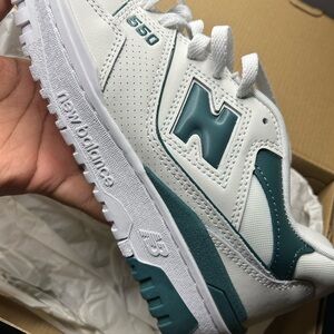 New Balance 550 White and Green Sneakers
